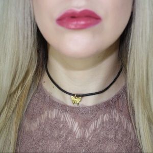 Gold Butterfly Charm Adjustable Cord Choker